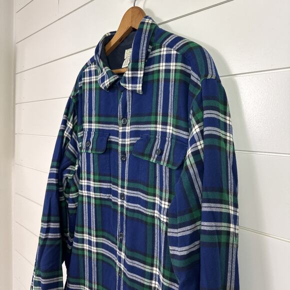 LL Bean Fleece Lined Flannel Plaid Button Front Shirt Multicolored sz XL Tall - Picture 4 of 7